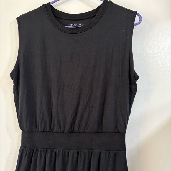 Athleta Santorini Cinch Dress Small Black Resort Wear Sleeveless Telcel Modal - Picture 3 of 9